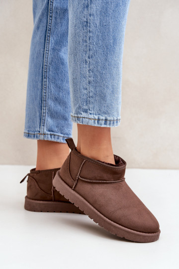 Maži sniego batai iš Eco Suede Brown Nelsanna