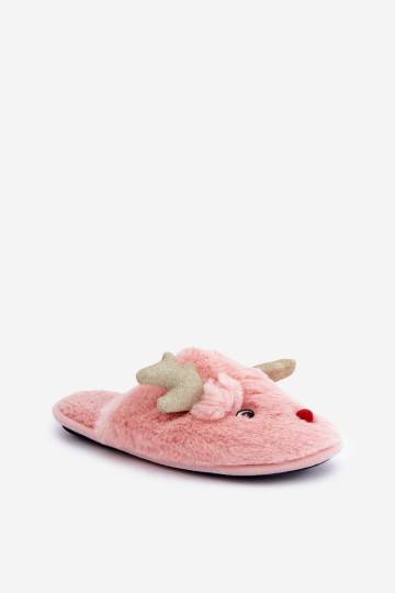 Kalėdinės šlepetės su elnio motyvu Furry Pink Asielle 2