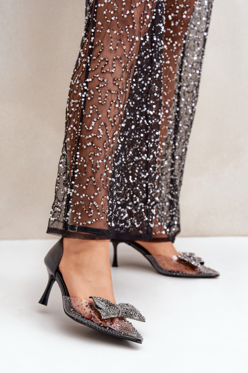 Dekoruoti lankai aukštakulniai juodi Laviri