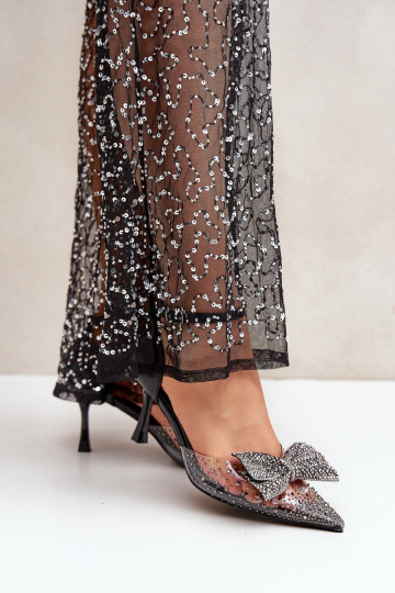 Dekoruoti lankai aukštakulniai juodi Laviri