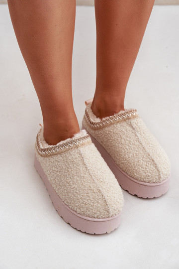 Moteriški sniego batai ant platformos su siuvinėjimu Šviesiai smėlio spalvos Tirissa