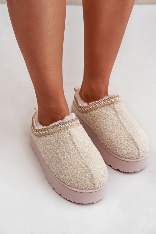 Moteriški sniego batai ant platformos su siuvinėjimu Šviesiai smėlio spalvos Tirissa