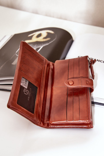 Moteriška piniginė iš ekologiškos odos rudos spalvos Irinda 2