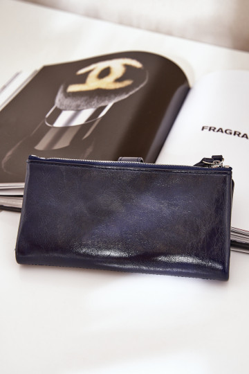 Moteriška piniginė iš ekologiškos odos tamsiai mėlynos spalvos Irinda