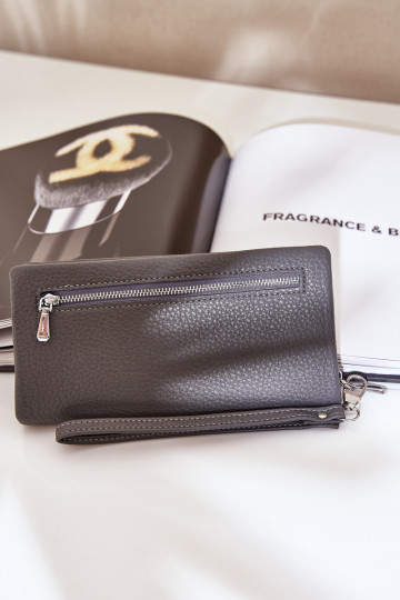 Didelė moteriška piniginė su įspaudu Eco Leather Grey Martiel