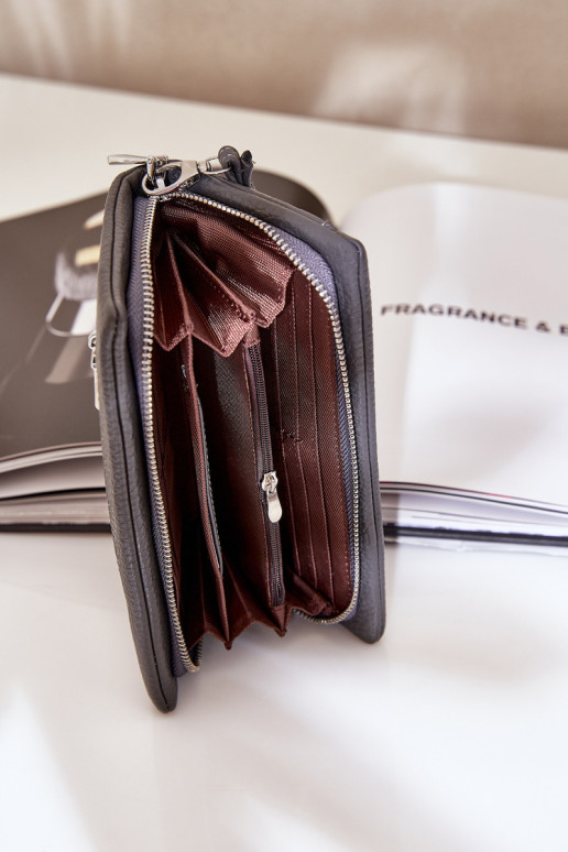 Didelė moteriška piniginė su įspaudu Eco Leather Grey Martiel