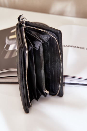 Didelė moteriška piniginė su įspausta ekologiška oda juoda Martiel 2