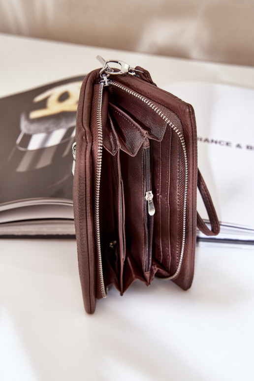 Didelė moteriška piniginė su įspaudu Eco Leather Chocolate Martiel