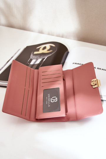 Ekologiškos odos lygi moteriška piniginė Rožinė Erolia 2