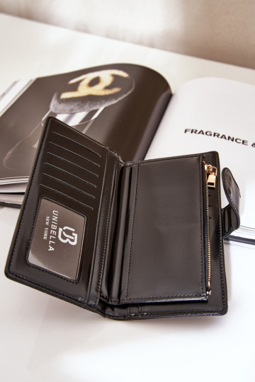 Moteriška piniginė, pagaminta iš ekologinės odos, juodos „Kalinessa“. 2