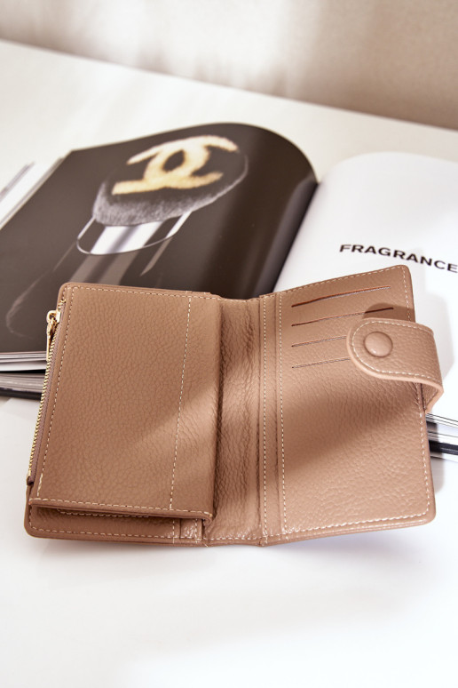 Moteriška piniginė ekologiškos odos tamsiai smėlio spalvos Isamille