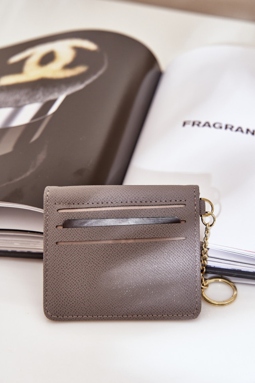 Kortelės dėklas su auksiniu raktų pakabuku Eco Leather Grey Iritinme