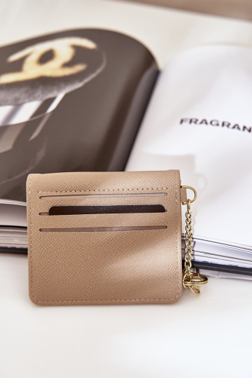 Kortelės dėklas su auksiniu raktų pakabuku Eco Leather Beige Iritinme