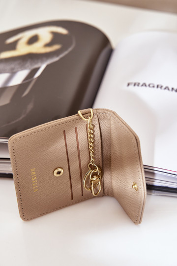 Kortelės dėklas su auksiniu raktų pakabuku Eco Leather Beige Iritinme 2