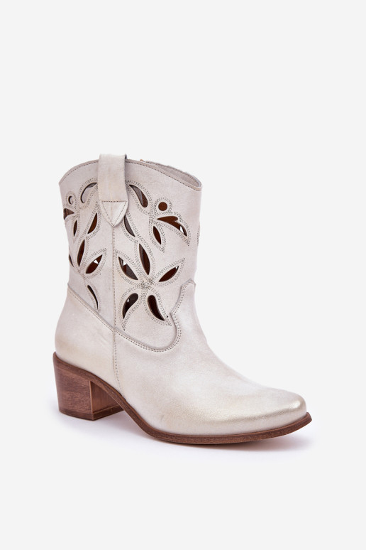 Odiniai ažūriniai kulkšnies batai Zazoo 3621 Gold Distressed