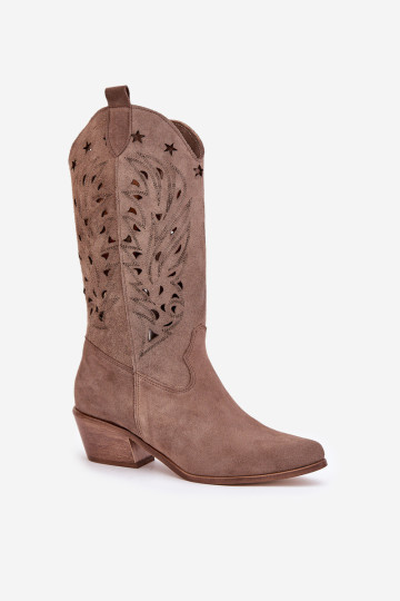 Zomšiniai batai su ažūrine viršutine Zazoo 3609 ruda spalva 2
