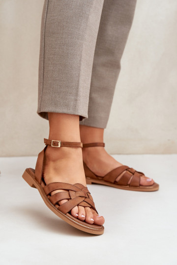 „Zazoo 3688 Camel“ moteriškos odinės plokščios basutės