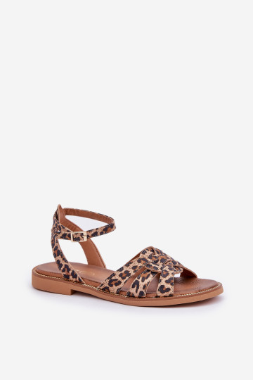 Zazoo 3688 Rudos leopardo odos plokščios basutės moterims 2