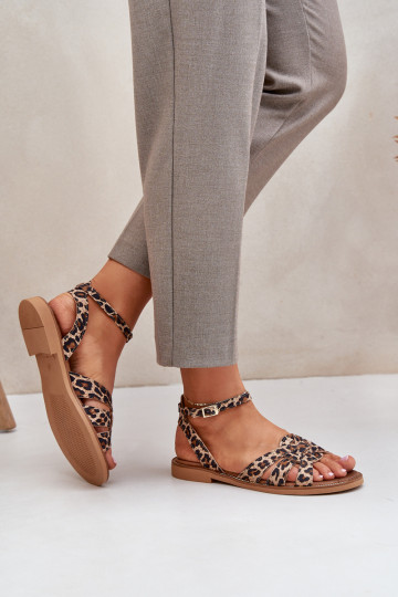 Zazoo 3688 Rudos leopardo odos plokščios basutės moterims