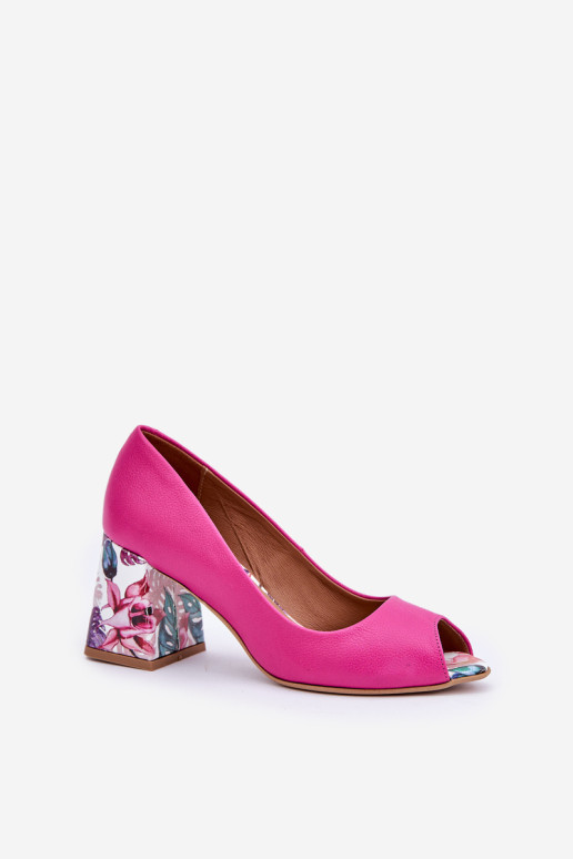Odiniai pompos su dekoratyviniu kulnu Lewski batai 2608/ K Fuchsia