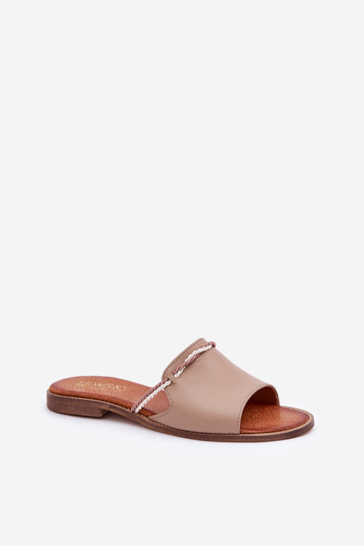Odiniai Flip-Flops Lewski batai 3047 Tamsiai smėlio spalvos