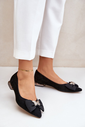 Elegantiškos zomšinės moteriškos balerinos su lankeliu Laura Messi 2893 juoda