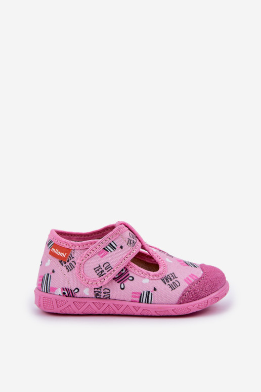 Milami vaikiškos Velcro šlepetės Zebra Pink Jasimrra