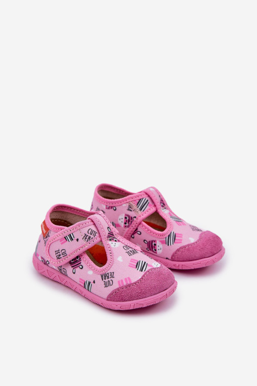 Milami vaikiškos Velcro šlepetės Zebra Pink Jasimrra