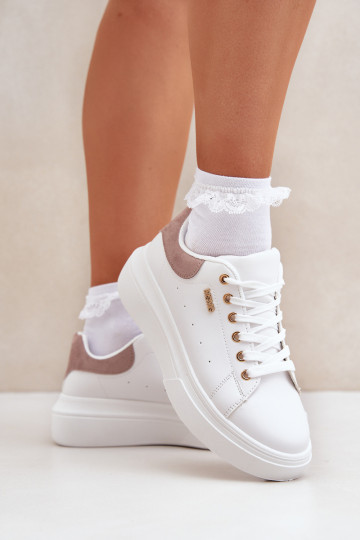 Moteriški sportbačiai ant platformos Eco Leather White Lelandine