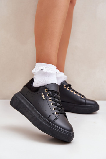 Moteriški sportbačiai ant platformos Eco Leather Black Lelandine