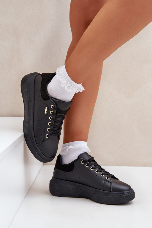 Moteriški sportbačiai ant platformos Eco Leather Black Lelandine