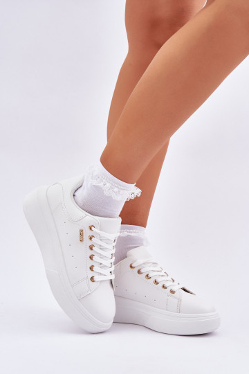 Moteriški sportbačiai ant platformos Eco Leather White Lelandine