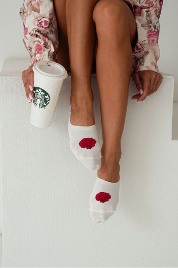 Mikro kojinės moterims Cotton Rose Ecru