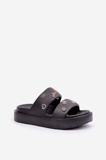 Moteriškos putplasčio šlepetės su segtukais Juoda Ravanala 2