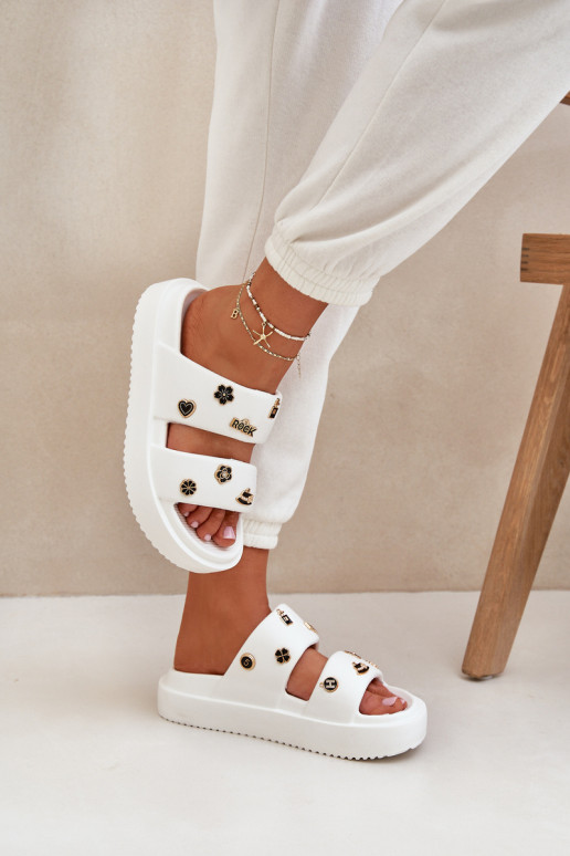 Moteriškos putplasčio šlepetės su segtukais White Ravanala