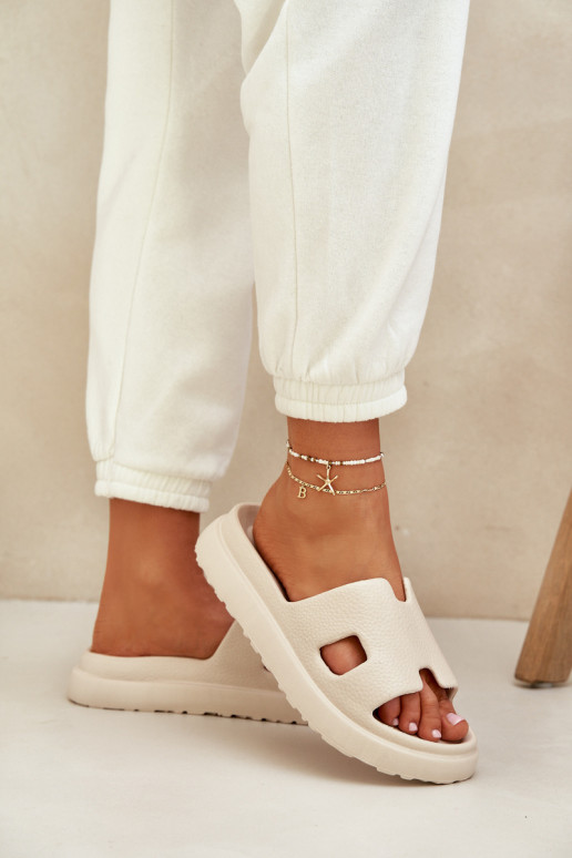 Putplasčio šlepetės su išpjovomis Šviesiai smėlio spalvos Neladith