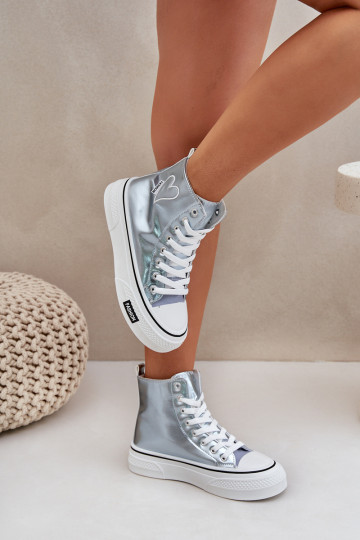 Metaliniai aukšti sportbačiai moterims su širdelės mėlyna Sumehra