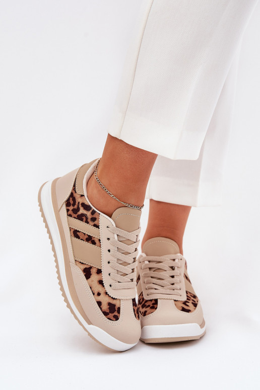 Sportiniai batai Sportiniai bateliai Moteriški Leopard Beige-Brown Galabis