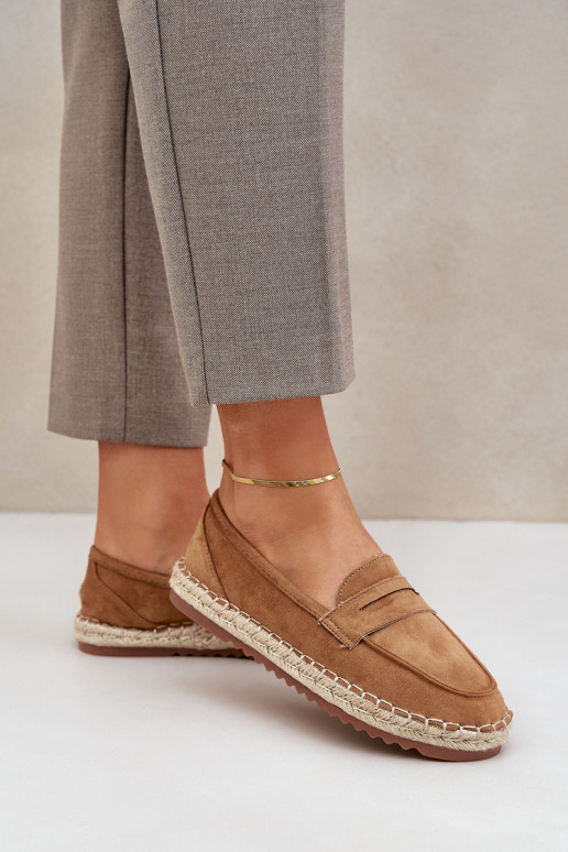 Moteriškos espadrilės su džiuto pynėmis ant plokščio pado Camel Shilova