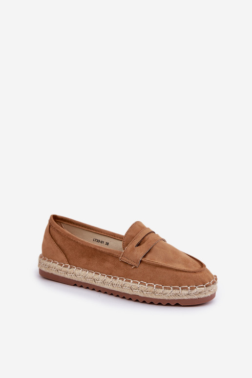 Moteriškos espadrilės su džiuto pynėmis ant plokščio pado Camel Shilova