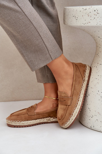 Moteriškos espadrilės su džiuto pynėmis ant plokščio pado Camel Shilova