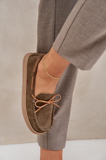 Moteriški plokšti mokasinai tamsiai žalios spalvos Timannie