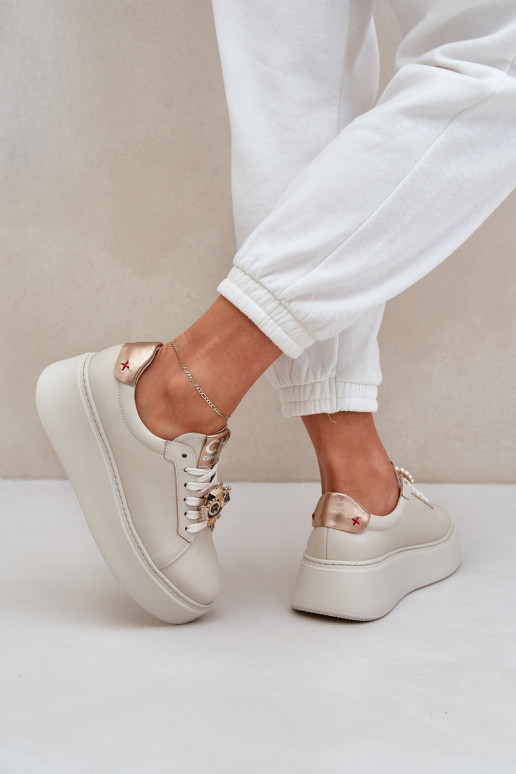 Moteriški odiniai sportbačiai CheBello 4411 Šviesiai smėlio spalvos