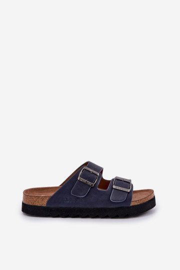 Šviesūs vyriški šlepetės su sagtimis Eco Leather Big Star NN174530 tamsiai mėlyna