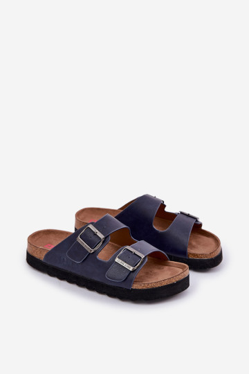 Šviesūs vyriški šlepetės su sagtimis Eco Leather Big Star NN174530 tamsiai mėlyna 2