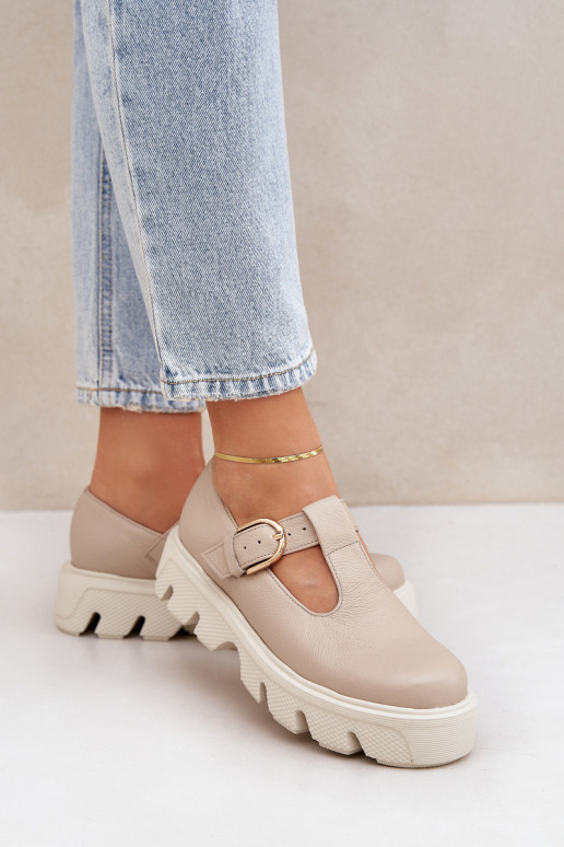 Odiniai batai su sagtimi Zazoo 20183 Smėlio spalvos