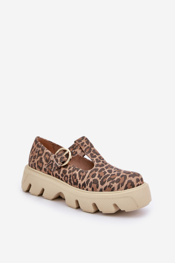 Zomšiniai sagtys žemi batai Leopard Zazoo 20183 ruda 2