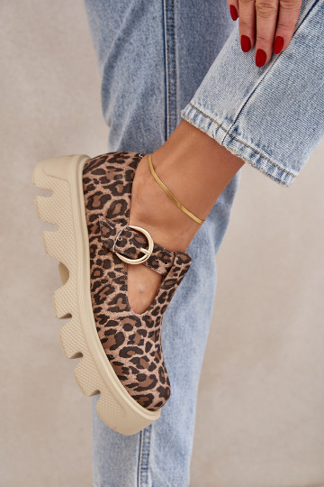 Zomšiniai sagtys žemi batai Leopard Zazoo 20183 ruda