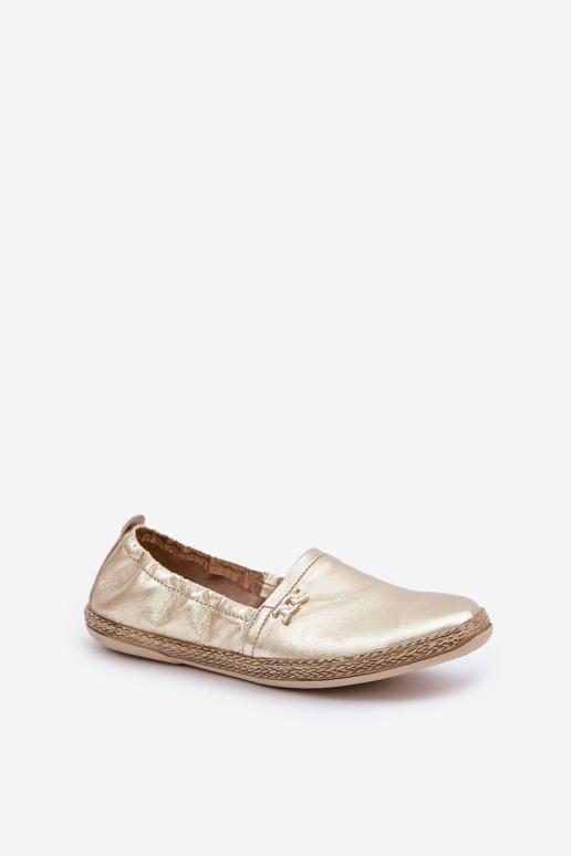 Elegantiškos odinės espadrilės moterims Zazoo 10177 aukso