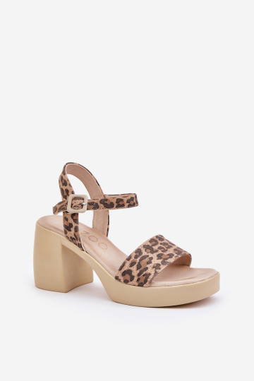 Zazoo 40386 Moteriški odiniai sandalai su leopardo ruda-smėlio spalvos 2